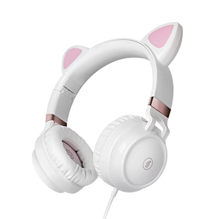 P28 Cat Ear Wired Headphone Music Stereo Headset with Microphone-garmade.com