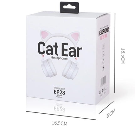 P28 Cat Ear Wired Headphone Music Stereo Headset with Microphone-garmade.com