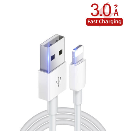 YSY-349 QC3.0 Dual Port USB Car Charger + 3A USB to 8 Pin Data Cable, Length: 1m(Black)-garmade.com