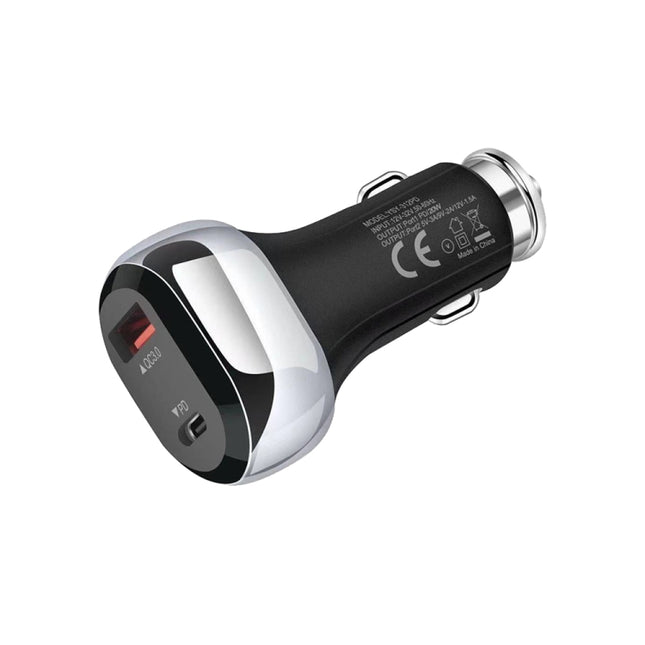 YSY-312PD PD 20W USB-C / Type-C + QC3.0 18W USB Interface 38W High-power Car Charger(Black)-garmade.com