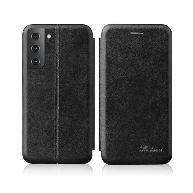 For Samsung Galaxy S21+ 5G Retro Texture Magnetic Leather Case with Card Slot & Holderer(Black)-garmade.com