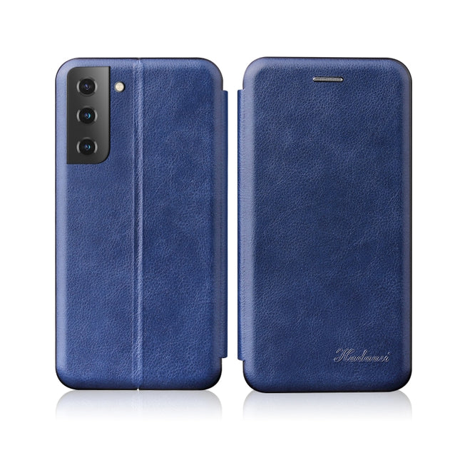 For Samsung Galaxy S21+ 5G Retro Texture Magnetic Leather Case with Card Slot & Holder(Blue)-garmade.com