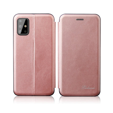 For Samsung Galaxy A32 4G(EU Version) ntegrated Electricity Pressing Retro Texture Magnetic TPU+PU Leather Case with Card Slot & Holder(Rose Gold)-garmade.com