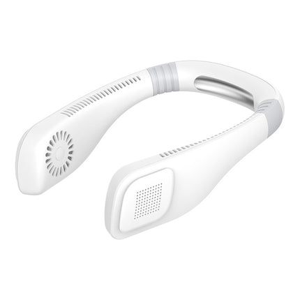 Hand Free Mini USB Neck Fan - Rechargeable Portable Headphone Design Wearable Neckband Fan, 3 Level Air Flow, 360 Degree Free Rotation Perfect for Sports, Office and Outdoor(White)-garmade.com