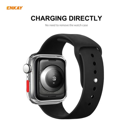 ENKAY Hat-prince Full Coverage TPU Case + Tempered Glass Protector for Apple Watch Series 6 / 5 / 4 / SE 44mm(Transparent)-garmade.com