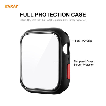 ENKAY Hat-prince Full Coverage TPU Case + Tempered Glass Protector for Apple Watch Series 6 / 5 / 4 / SE 44mm(Black)-garmade.com