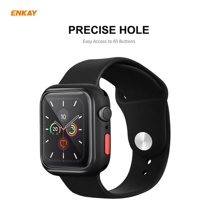 ENKAY Hat-prince Full Coverage TPU Case + Tempered Glass Protector for Apple Watch Series 6 / 5 / 4 / SE 40mm(Black)-garmade.com