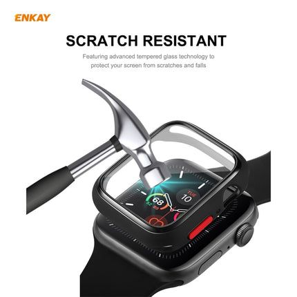 ENKAY Hat-prince Full Coverage TPU Case + Tempered Glass Protector for Apple Watch Series 6 / 5 / 4 / SE 40mm(Black)-garmade.com