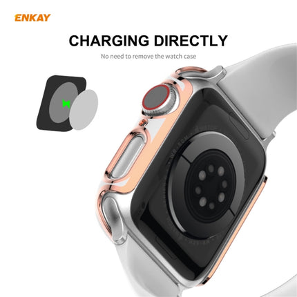 ENKAY Hat-Prince Full Coverage Electroplated PC Case + Tempered Glass Protector for Apple Watch Series 6 / 5 / 4 / SE 40mm(Black+Silver)-garmade.com