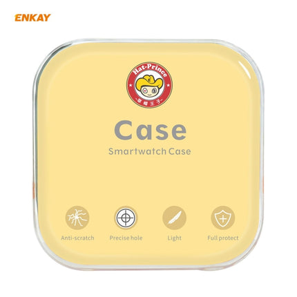 ENKAY Hat-Prince Full Coverage Electroplated PC Case + Tempered Glass Protector for Apple Watch Series 6 / 5 / 4 / SE 44mm(White+Silver)-garmade.com