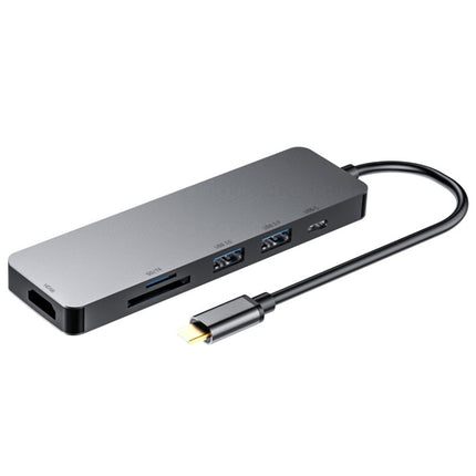 6 in 1 Type C to HDMI + USB 3.0 + Type C + SD/TF Docking Station Multi-function HUB-garmade.com