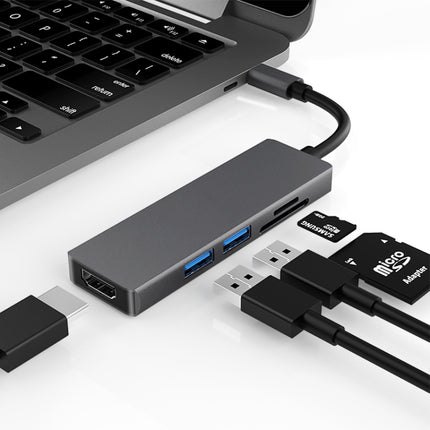 5 in 1 Type-c to HDMI + 2 x USB 3.0 + SD / TF Card Slot HUB Adapter-garmade.com