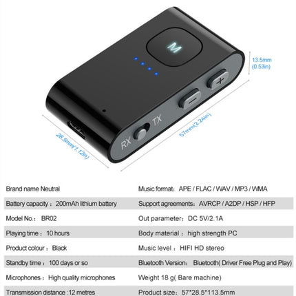 BR02 Bluetooth 5.0 Receive and transmit 2-in-1 PC TV Bluetooth audio adapter with battery display-garmade.com