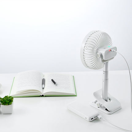Multi-function Adjustable USB Charging Clip Desktop Electric Fan, 4 Speed Control(White)-garmade.com