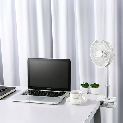 Multi-function Adjustable USB Charging Clip Desktop Electric Fan, 4 Speed Control(White)-garmade.com