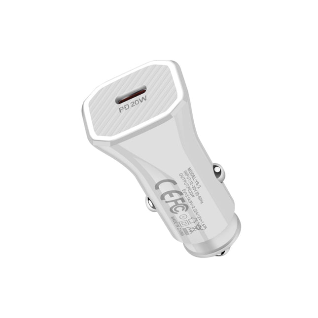 YS-2 PD 20W USB-C / Type-C Interface Car Fast Charger for iPhone Series / iPad Series(White)-garmade.com