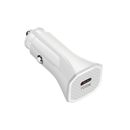 YS-2 PD 20W USB-C / Type-C Interface Car Fast Charger for iPhone Series / iPad Series(White)-garmade.com
