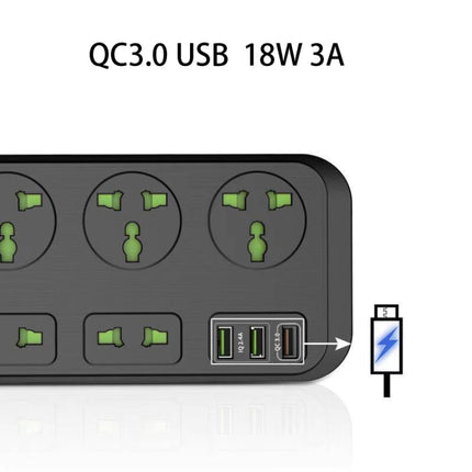 T17 3000W High-power 24-hour Smart Timing Socket QC3.0 USB Fast Charging Power Strip Socket , Cable Length: 2m, US Plug(White)-garmade.com