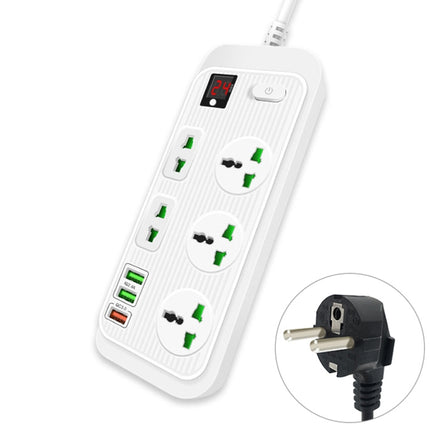 T17 3000W High-power 24-hour Smart Timing Socket QC3.0 USB Fast Charging Power Strip Socket, Cable Length: 2m, EU Plug(White)-garmade.com