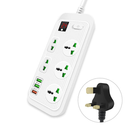 T17 3000W High-power 24-hour Smart Timing Socket QC3.0 USB Fast Charging Power Strip Socket , Cable Length: 2m, UK Plug(White')-garmade.com