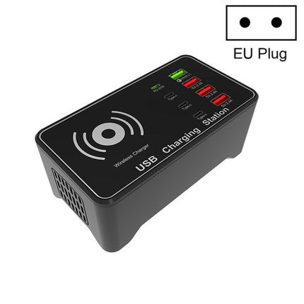 A7 High-power 100W 4 x PD 20W + QC3.0 USB Charger +15W Qi Wireless Charger Multi-port Smart Charger Station, Plug Size:EU Plug-garmade.com