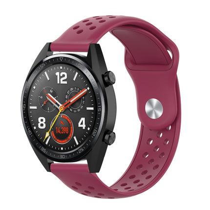 For Samsung Galaxy S3 / Galaxy Watch 46mm Vent Hole Silicone Watch Strap(Wine Red)-garmade.com