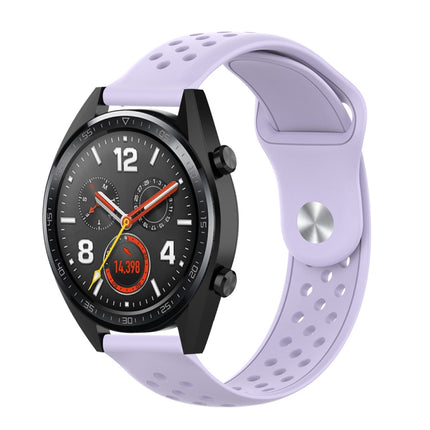 For Samsung Galaxy S3 / Galaxy Watch 46mm Vent Hole Silicone Watch Strap(Light Purple)-garmade.com