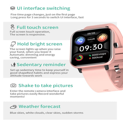 H10 1.54inch Color Screen Smart Watch IP67 Waterproof,Support Bluetooth Call/Heart Rate Monitoring/Blood Pressure Monitoring/Blood Oxygen Monitoring/Sleep Monitoring(Black)-garmade.com