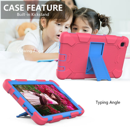 For Samsung Galaxy Tab A7 Lite T220 / T225 Two-Color Robot Shockproof Silicone + PC Protective Case with Holder(Hot Pink+Blue)-garmade.com