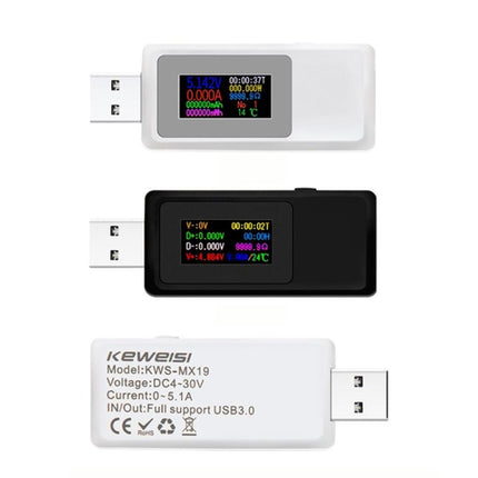 Keweisi KWS-MX19 USB Tester DC 4V-30V 0-5A Current Voltage Detector(Black)-garmade.com
