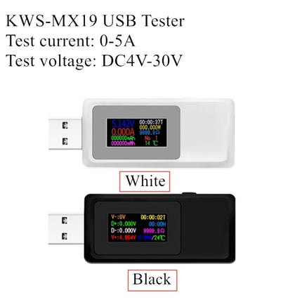 Keweisi KWS-MX19 USB Tester DC 4V-30V 0-5A Current Voltage Detector(White)-garmade.com
