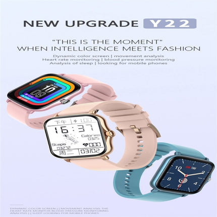 Y22 1.72inch Color Screen Smart Watch IP67 Waterproof,Support Heart Rate Monitoring/Blood Pressure Monitoring/Blood Oxygen Monitoring/Sleep Monitoring(Pink)-garmade.com