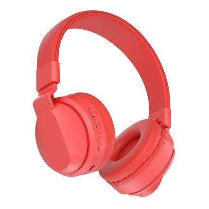 BOBo Kids Gift Bluetooth 5.0 Bass Noise Cancelling Stereo Wireless Headset With Mic, Support TF Card / FM / AUX-in(Red)-garmade.com