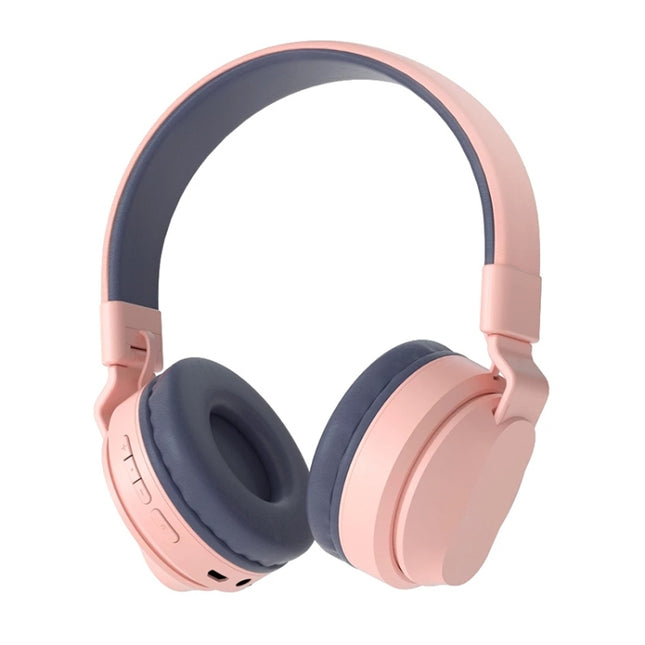 BOBo Kids Gift Bluetooth 5.0 Bass Noise Cancelling Stereo Wireless Headset With Mic, Support TF Card / FM / AUX-in(Pink)-garmade.com
