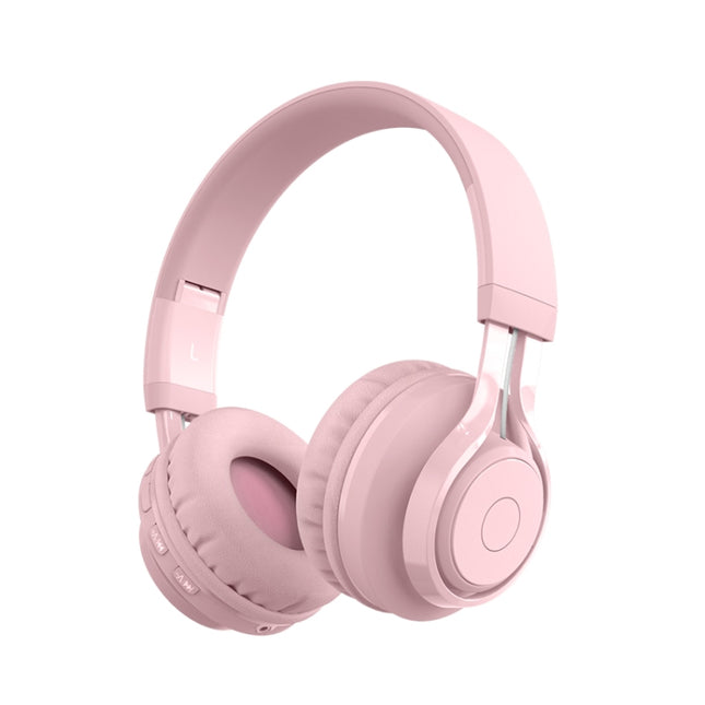 BT06C Cute Wireless Bluetooth 5.0 Headset for Children with Microphone LED Light Suppport Aux-in(Pink)-garmade.com