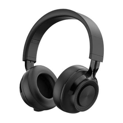 P1 Wireless Bluetooth 5.0 Stereo Soft Leather Earmuffs Foldable Headset Built-in Mic for PC / Cell Phones(Black)-garmade.com