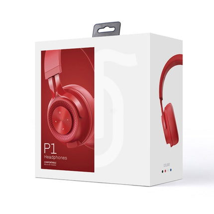 P1 Wireless Bluetooth 5.0 Stereo Soft Leather Earmuffs Foldable Headset Built-in Mic for PC / Cell Phones(Red)-garmade.com