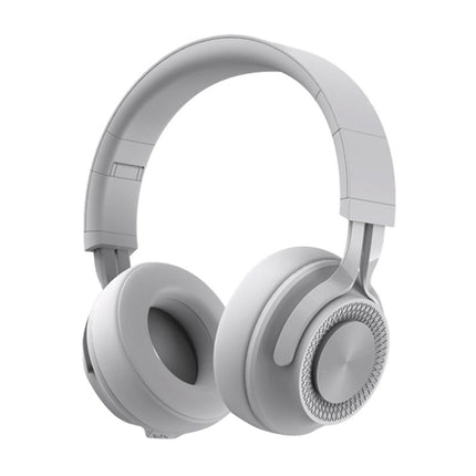 P1 Wireless Bluetooth 5.0 Stereo Soft Leather Earmuffs Foldable Headset Built-in Mic for PC / Cell Phones(Gray)-garmade.com