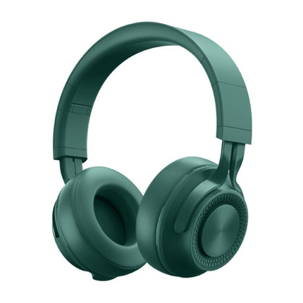 P1 Wireless Bluetooth 5.0 Stereo Soft Leather Earmuffs Foldable Headset Built-in Mic for PC / Cell Phones(Green)-garmade.com