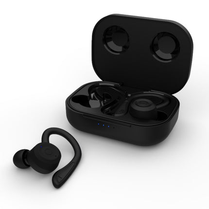 T20 TWS Bluetooth Hooks Wireless Sports Headphones with Charging Box IPX6 Waterproof Noise-cancelling Earphones(Black)-garmade.com