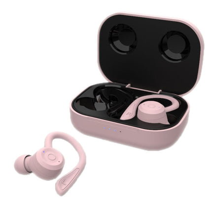 T20 TWS Bluetooth Hooks Wireless Sports Headphones with Charging Box IPX6 Waterproof Noise-cancelling Earphones(Pink)-garmade.com
