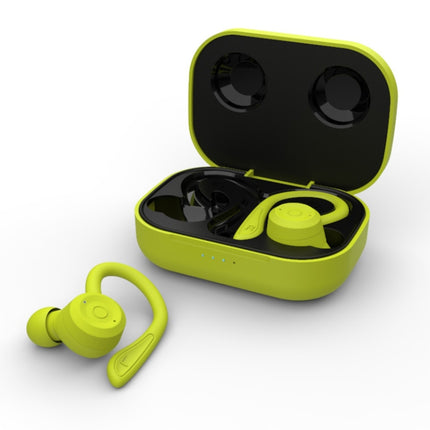T20 TWS Bluetooth Hooks Wireless Sports Headphones with Charging Box IPX6 Waterproof Noise-cancelling Earphones(Green)-garmade.com