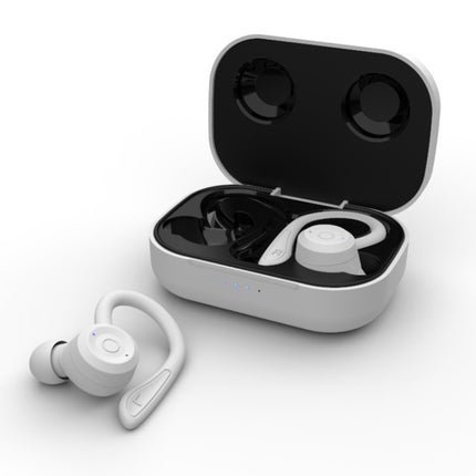 T20 TWS Bluetooth Hooks Wireless Sports Headphones with Charging Box IPX6 Waterproof Noise-cancelling Earphones(White)-garmade.com