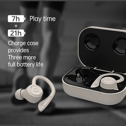 T20 TWS Bluetooth Hooks Wireless Sports Headphones with Charging Box IPX6 Waterproof Noise-cancelling Earphones(Black)-garmade.com