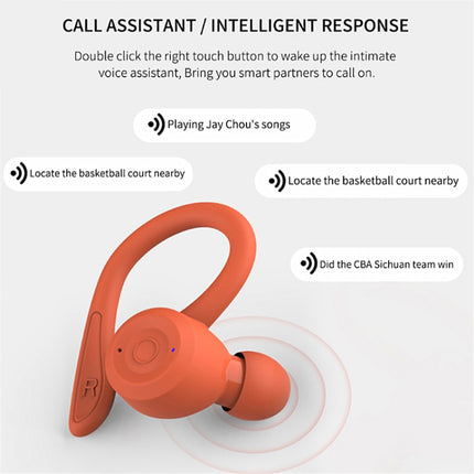 T20 TWS Bluetooth Hooks Wireless Sports Headphones with Charging Box IPX6 Waterproof Noise-cancelling Earphones(Gray)-garmade.com