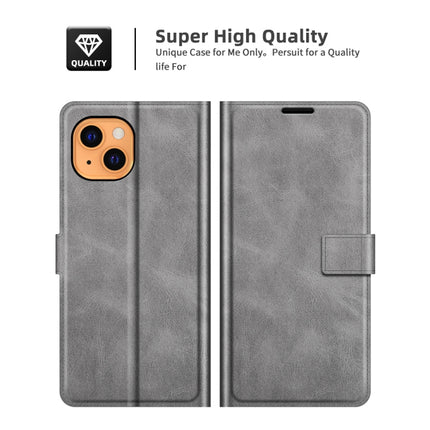 Retro Calf Pattern Buckle Horizontal Flip Leather Case with Holder & Card Slots & Wallet For iPhone 13(Grey)-garmade.com