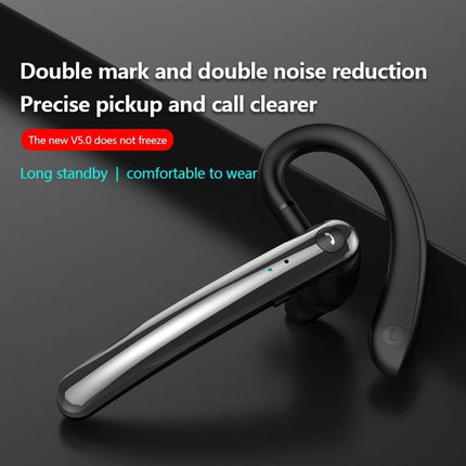 F990 Noice Cancelling 180 Degree Freely Rotating Hook Bluetooth 5.0 Earphones Wireless Handsfree Business Stereo Headphone with Mic(Black)-garmade.com