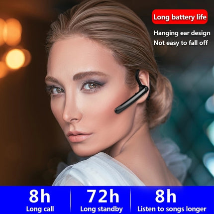 F990 Noice Cancelling 180 Degree Freely Rotating Hook Bluetooth 5.0 Earphones Wireless Handsfree Business Stereo Headphone with Mic(Black)-garmade.com
