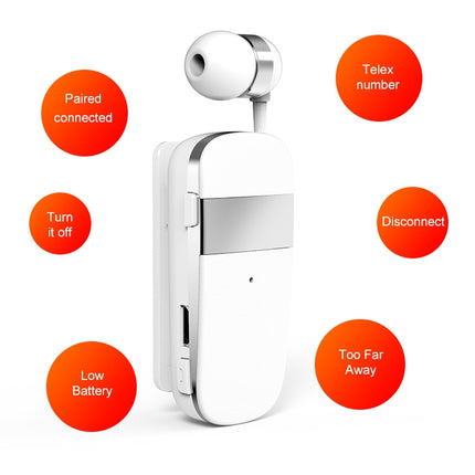 K53 Stereo Wireless Bluetooth Headset Calls Remind Vibration Wear-Clip Driver Auriculares Earphone For Phone(Gray)-garmade.com