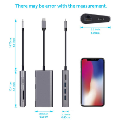 8 in 1 Type-C to HDMI + USB 3.0 x 3 + RJ45 + PD + SD/TF Card Slot HUB Adapter-garmade.com